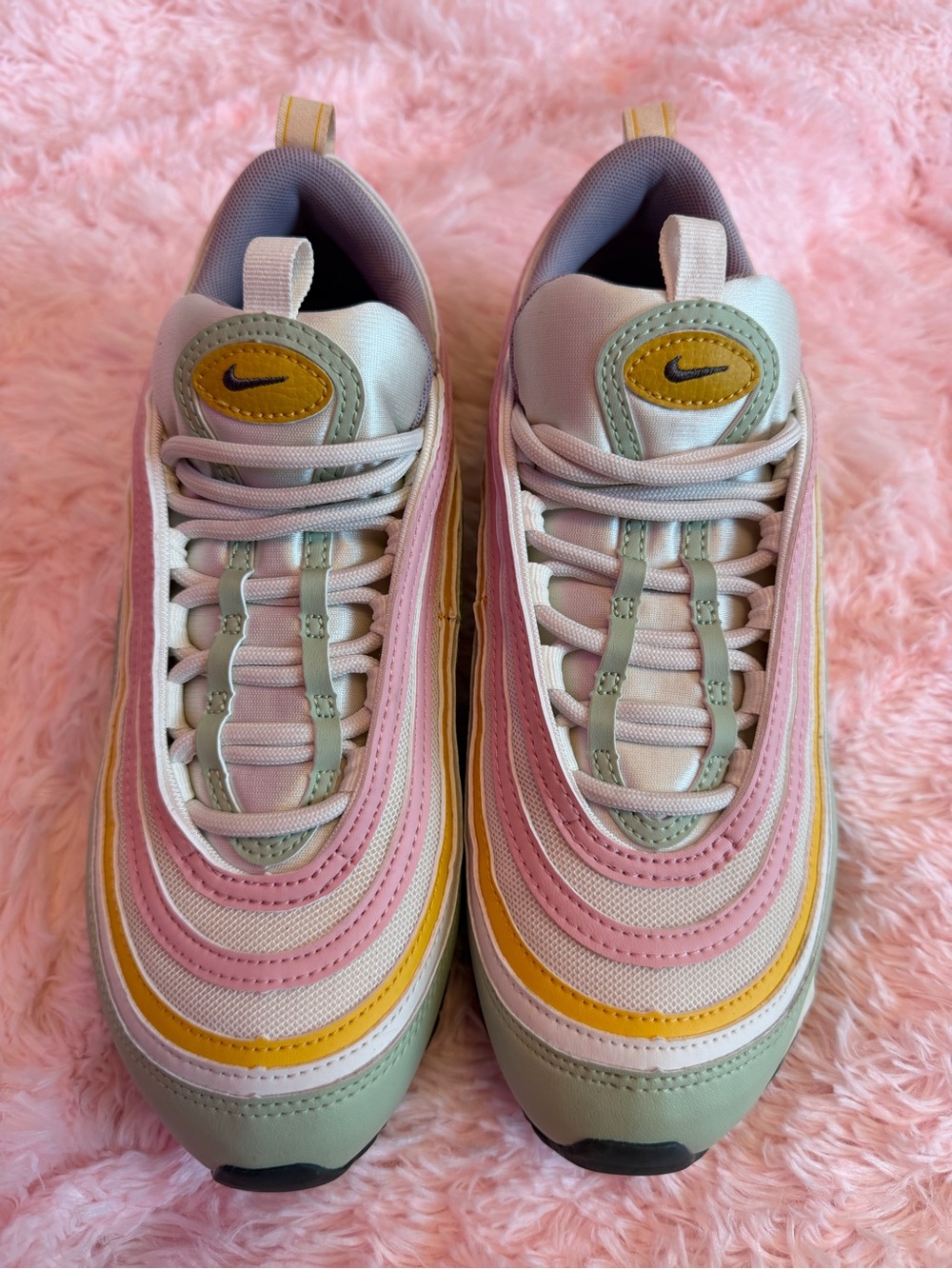 Nike Air Max 97 Pastel Pink Green Yellow Sneakers Women’s 9 Rare Colorway